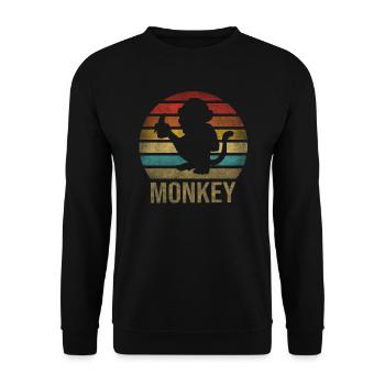 Monkey Eating Banana Dinner Retro Sunset - Unisex Sweatshirt - black - Front - Alina (178cm) & Michal (187cm)