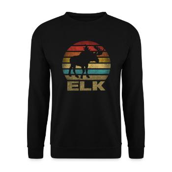 Moose Elk Deer Animal Retro Sunset - Unisex Pullover - Schwarz - Vorne - Alina (178cm) & Michal (187cm)