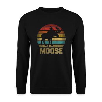 Moose Elk Deer Animal Retro Sunset - Unisex Pullover - Schwarz - Vorne - Alina (178cm) & Michal (187cm)