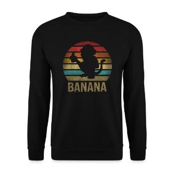 Monkey Eating Banana Dinner Retro Sunset - Unisex Sweatshirt - black - Front - Alina (178cm) & Michal (187cm)