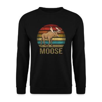 Moose Elk Deer Animal Retro Sunset - Unisex Sweatshirt - black - Front - Alina (178cm) & Michal (187cm)