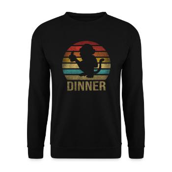 Monkey Eating Banana Dinner Retro Sunset - Unisex Sweatshirt - black - Front - Alina (178cm) & Michal (187cm)