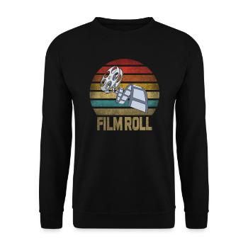 Movie Film Roll Cinema Retro Sunset - Unisex Pullover - Schwarz - Vorne - Alina (178cm) & Michal (187cm)
