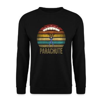 Parachuting Woman Oh Chute Parachute - Unisex Pullover - Schwarz - Vorne - Alina (178cm) & Michal (187cm)