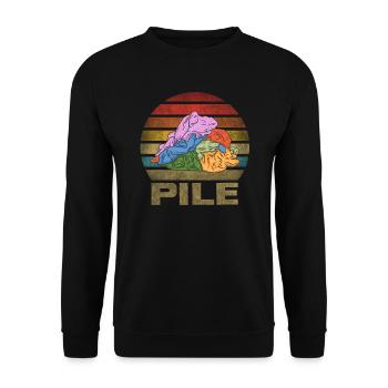 Journée de blanchisserie Pile de vêtements Retro Sunset - Sweat-shirt Unisexe - noir - Devant - Alina (178cm) & Michal (187cm)
