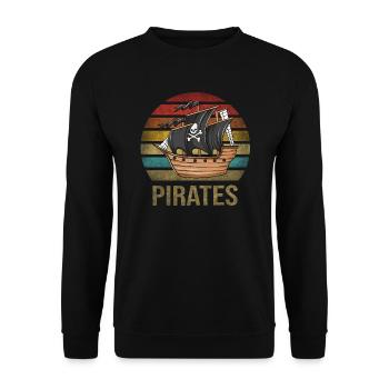 Pirate Ship Pirates Retro Sunset - Unisex Pullover - Schwarz - Vorne - Alina (178cm) & Michal (187cm)