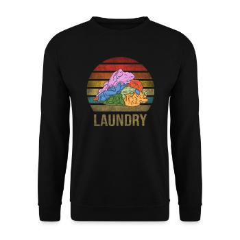 Journée de blanchisserie Pile de vêtements Retro Sunset - Sweat-shirt Unisexe - noir - Devant - Alina (178cm) & Michal (187cm)