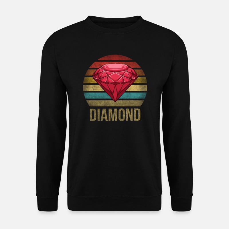 Ruby Gemstone Retro Sunset - Unisex Pullover - Schwarz