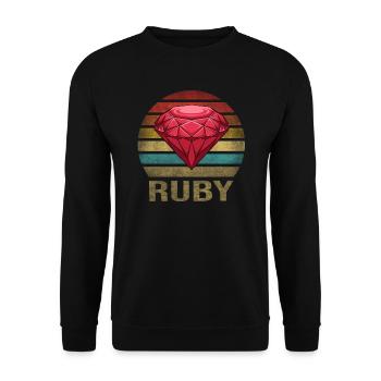 Ruby Gemstone Retro Sunset - Unisex Sweatshirt - black - Front - Alina (178cm) & Michal (187cm)