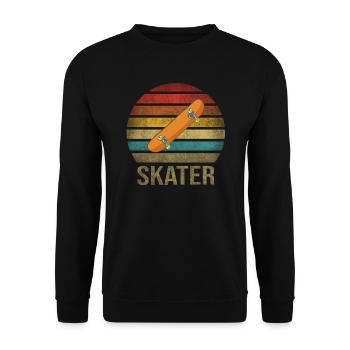 Skateboard Skate Or Die Retro Sunset - Unisex Pullover - Schwarz - Vorne - Alina (178cm) & Michal (187cm)