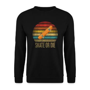 Skateboard Skate Or Die Retro Sunset - Unisex Pullover - Schwarz - Vorne - Alina (178cm) & Michal (187cm)