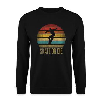 Skateboard Skate Or Die Retro Sunset - Unisex Pullover - Schwarz - Vorne - Alina (178cm) & Michal (187cm)