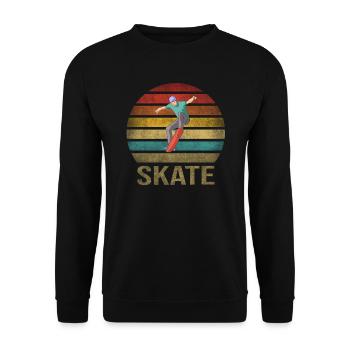 Skateboard Skate Or Die Retro Sunset - Unisex Pullover - Schwarz - Vorne - Alina (178cm) & Michal (187cm)