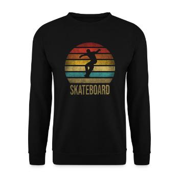 Skateboard Skate Or Die Retro Sunset - Unisex Pullover - Schwarz - Vorne - Alina (178cm) & Michal (187cm)