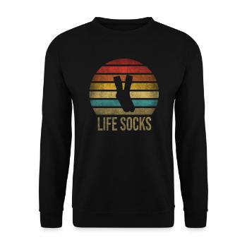 Sock Life Socks Retro Sunset Vintage - Unisex Sweatshirt - black - Front - Alina (178cm) & Michal (187cm)
