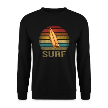 Surf Or Die Surfboard Summer Retro Sunset - Unisex Sweatshirt - black - Front - Alina (178cm) & Michal (187cm)