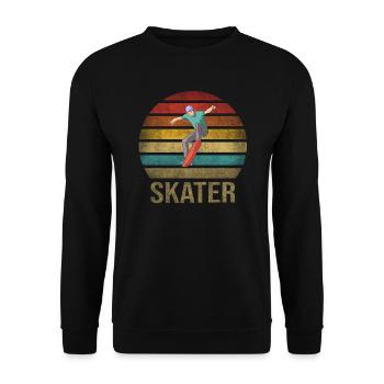 Skateboard Skate Or Die Retro Sunset - Unisex Pullover - Schwarz - Vorne - Alina (178cm) & Michal (187cm)