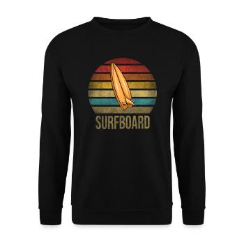 Surf Or Die Surfboard Summer Retro Sunset - Unisex Sweatshirt - black - Front - Alina (178cm) & Michal (187cm)
