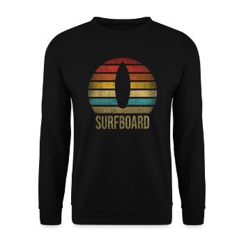 Surf Or Die Surfboard Summer Retro Sunset - Unisex Sweatshirt - black - Front - Alina (178cm) & Michal (187cm)