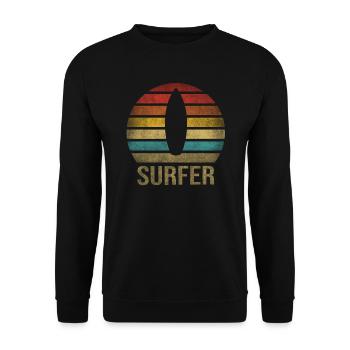 Surf Or Die Surfboard Summer Retro Sunset - Unisex Sweatshirt - black - Front - Alina (178cm) & Michal (187cm)