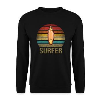 Surf Or Die Surfboard Summer Retro Sunset - Unisex Sweatshirt - black - Front - Alina (178cm) & Michal (187cm)