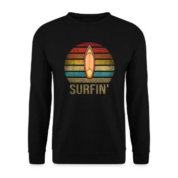 Surf Or Die Surfboard Summer Retro Sunset - Unisex Sweatshirt - black - Front - Alina (178cm) & Michal (187cm)