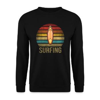 Surf Or Die Surfboard Summer Retro Sunset - Unisex Sweatshirt - black - Front - Alina (178cm) & Michal (187cm)
