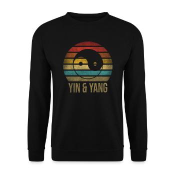 Taosim Yin & Yang Zen Retro Sunset - Unisex Sweatshirt - black - Front - Alina (178cm) & Michal (187cm)
