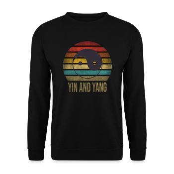 Taosim Yin & Yang Zen Retro Sunset - Unisex Sweatshirt - black - Front - Alina (178cm) & Michal (187cm)