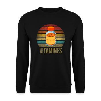 Vitamins Pills Retro Sunset Vintage - Unisex Pullover - Schwarz - Vorne - Alina (178cm) & Michal (187cm)