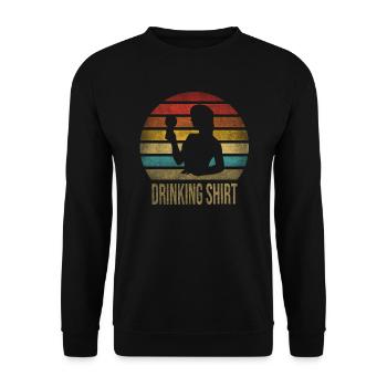 Drinking Wine Fun Alcohol Woman Retro Sunset - Unisex Sweatshirt - black - Front - Alina (178cm) & Michal (187cm)
