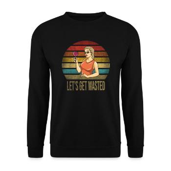 Drinking Wine Fun Alcohol Woman Retro Sunset - Unisex Sweatshirt - black - Front - Alina (178cm) & Michal (187cm)