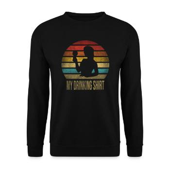 Drinking Wine Fun Alcohol Woman Retro Sunset - Unisex Sweatshirt - black - Front - Alina (178cm) & Michal (187cm)