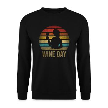 Boire du vin Fun Alcohol Woman Retro Sunset - Sweat-shirt Unisexe - noir - Devant - Alina (178cm) & Michal (187cm)