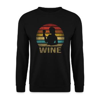 Drinking Wine Fun Alcohol Woman Retro Sunset - Unisex Sweatshirt - black - Front - Alina (178cm) & Michal (187cm)