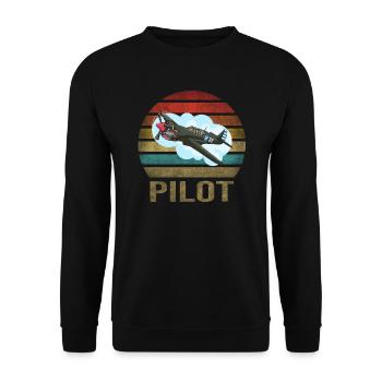 Airplane Historic World War II Flying Pilot WWII - Unisex Sweatshirt - black - Front - Alina (178cm) & Michal (187cm)