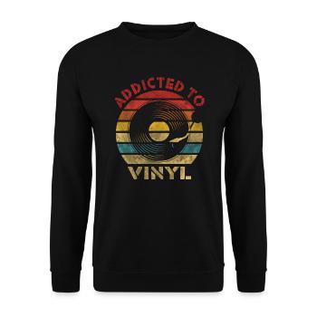 Accro à la musique vintage rétro vinyle - Sweat-shirt Unisexe - noir - Devant - Alina (178cm) & Michal (187cm)