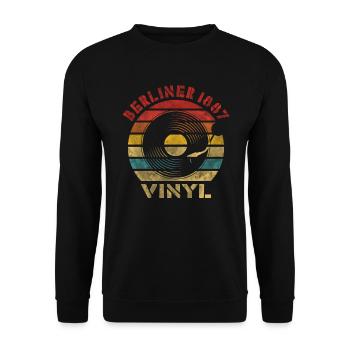 Berliner 1887 Vinyl Retro Vintage Music - Unisex Pullover - Schwarz - Vorne - Alina (178cm) & Michal (187cm)