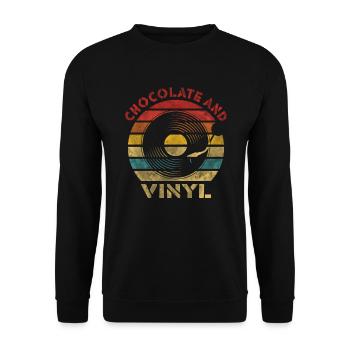 Chocolat et Vinyle Rétro Vintage Music - Sweat-shirt Unisexe - noir - Devant - Alina (178cm) & Michal (187cm)