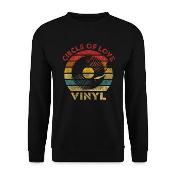 Circle of Love Vinyl Retro Vintage Music - Unisex Sweatshirt - black - Front - Alina (178cm) & Michal (187cm)