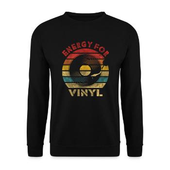 De l’énergie pour la musique vintage rétro vinyle - Sweat-shirt Unisexe - noir - Devant - Alina (178cm) & Michal (187cm)
