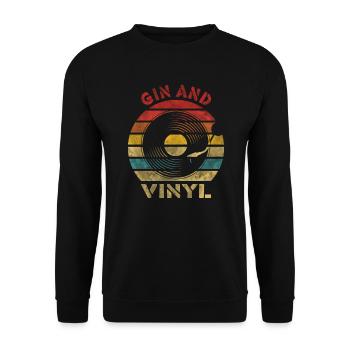 Gin et Vinyle Retro Vintage Music - Sweat-shirt Unisexe - noir - Devant - Alina (178cm) & Michal (187cm)