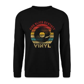 One Slice Ecstasy Vinyl Retro Vintage Music - Unisex Pullover - Schwarz - Vorne - Alina (178cm) & Michal (187cm)