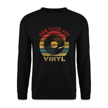 One Slice Joy Vinyl Retro Vintage Music - Unisex Sweatshirt - black - Front - Alina (178cm) & Michal (187cm)