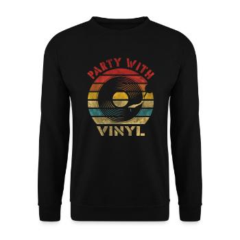 Fête avec Vinyl Retro Vintage Music - Sweat-shirt Unisexe - noir - Devant - Alina (178cm) & Michal (187cm)