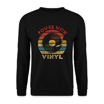 Puissance avec Vinyl Retro Vintage Music - Sweat-shirt Unisexe - noir - Devant - Alina (178cm) & Michal (187cm)
