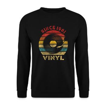 Depuis 1981 Vinyl Retro Vintage Music - Sweat-shirt Unisexe - noir - Devant - Alina (178cm) & Michal (187cm)