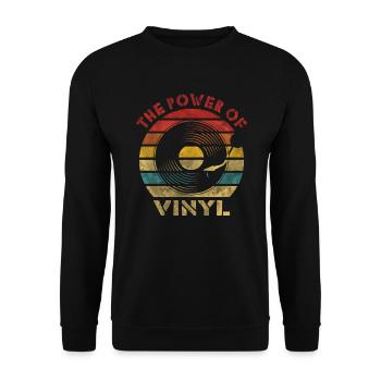 The Power of Vinyl Retro Vintage Music - Unisex Pullover - Schwarz - Vorne - Alina (178cm) & Michal (187cm)