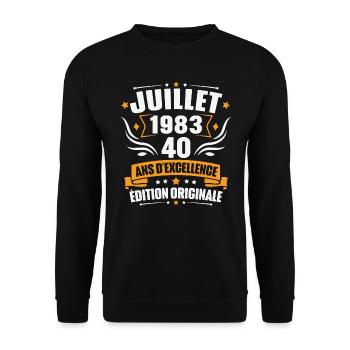 Vintage Cadeau Juillet 1983, 40 Ans Anniversaire - Sweat-shirt Unisexe - noir - Devant - Alina (178cm) & Michal (187cm)