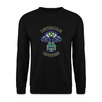 Decrime Nature Champignon Magique Coloré Trippy - Sweat-shirt Unisexe - noir - Devant - Alina (178cm) & Michal (187cm)